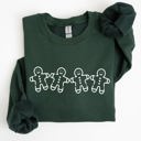 Large Forest Green Gingerbread Men Christmas Classic Traditional Winter Santa Cozy Premium Cotton Blend Sweatshirt