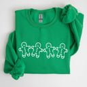 XXXL Irish Bright Green Gingerbread Men Christmas Classic Traditional Winter Santa Cozy Premium Cotton Blend Sweatshirt