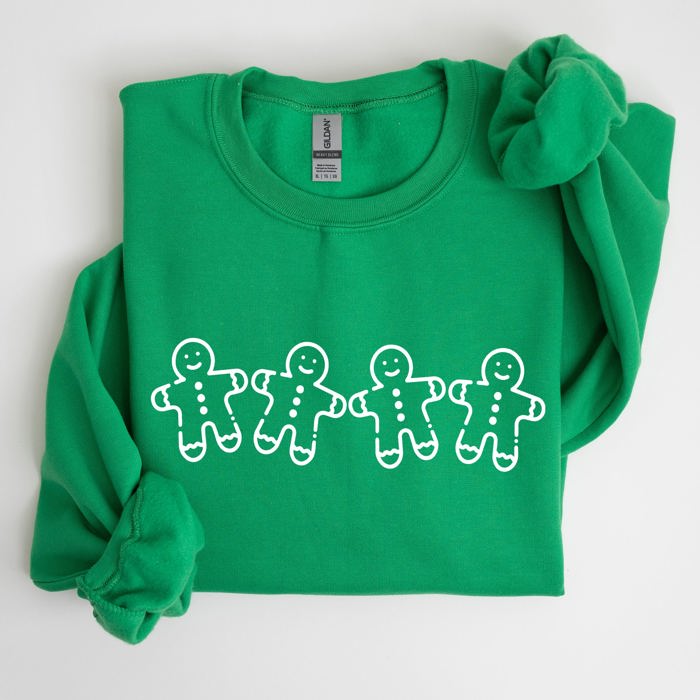 Gingerbread Men Christmas Classic Traditional Winter Santa Cozy Premium Cotton Blend Sweatshirt