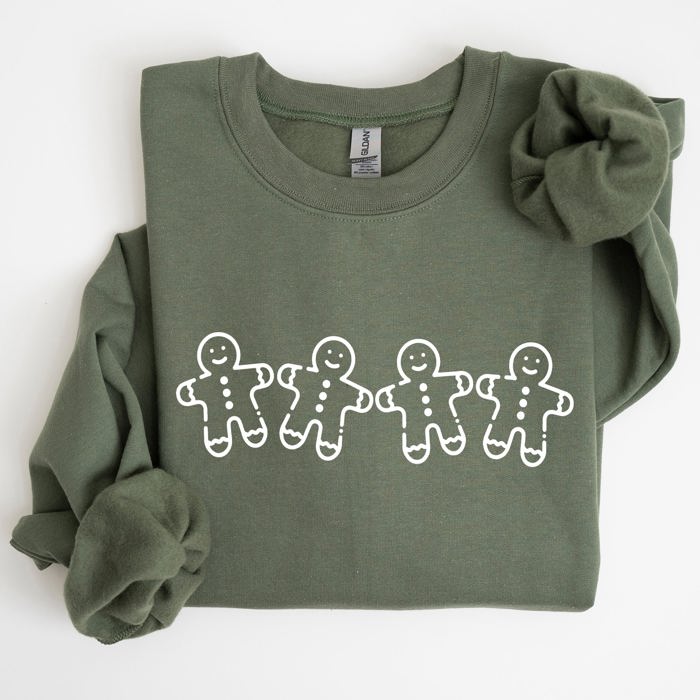 Gingerbread Men Christmas Classic Traditional Winter Santa Cozy Premium Cotton Blend Sweatshirt