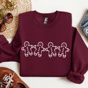 XL Maroon Gingerbread Men Christmas Classic Traditional Winter Santa Cozy Premium Cotton Blend Sweatshirt