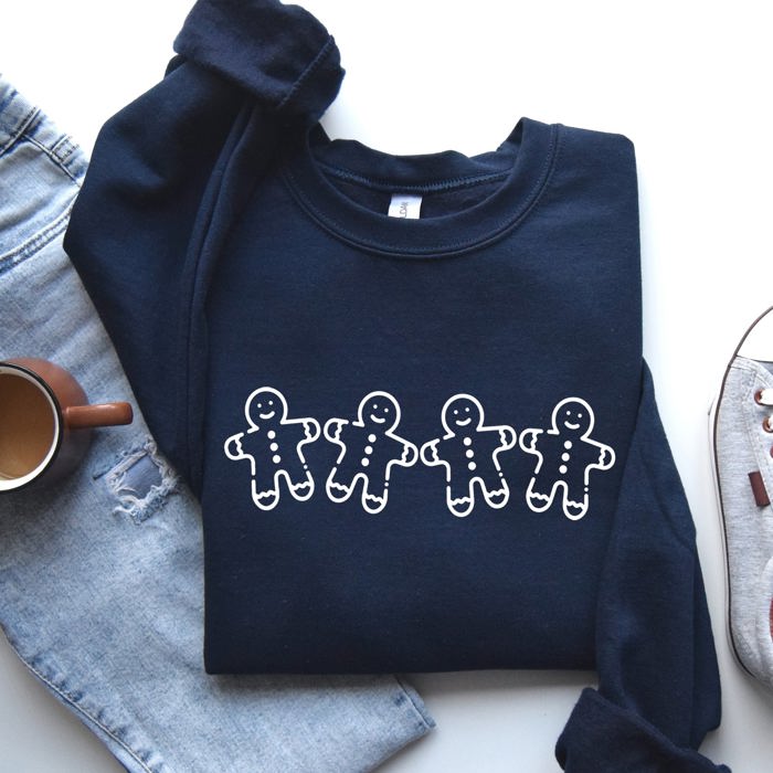Gingerbread Men Christmas Classic Traditional Winter Santa Cozy Premium Cotton Blend Sweatshirt