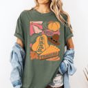 Small Moss Dark Green Grateful Thankful Blessed Autumn Thanksgiving Flowers Pumpkins Pilgrims Comfort Colors Tee