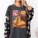 XL Pepper Dark Gray Grateful Thankful Blessed Autumn Thanksgiving Flowers Pumpkins Pilgrims Comfort Colors Tee