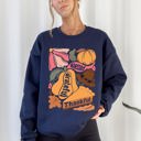  Grateful Thankful Blessed Autumn Thanksgiving Flowers Pumpkins Pilgrims Sweatshirt