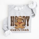 XXL Ash Light Gray Howdy Christmas Gingerbread Man Cowboy Seasonal Western Holiday Edition Sweatshirt