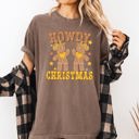 Medium Espresso Brown Howdy Christmas Gingerbread Men Western Cowboy Vintage Rustic Americana Celebration Comfort Colors Tee