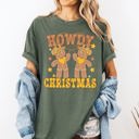 XXXL Moss Dark Green Howdy Christmas Gingerbread Men Western Cowboy Vintage Rustic Americana Celebration Comfort Colors Tee
