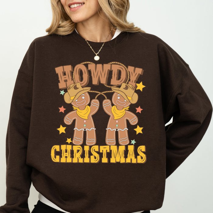 Howdy Christmas, Gingerbread Men, Western, Cowboy Sweatshirt