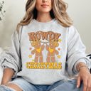 Medium Ash Light Gray Howdy Christmas, Gingerbread Men, Western, Cowboy Sweatshirt