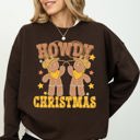 XL Dark Chocolate Howdy Christmas, Gingerbread Men, Western, Cowboy Sweatshirt