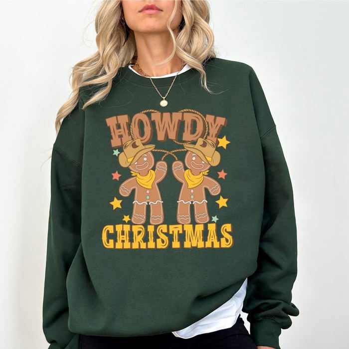 Howdy Christmas, Gingerbread Men, Western, Cowboy Sweatshirt