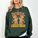 XL Forest Green Howdy Christmas, Gingerbread Men, Western, Cowboy Sweatshirt