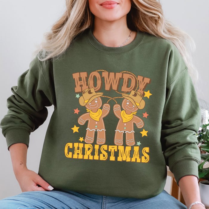 Howdy Christmas, Gingerbread Men, Western, Cowboy Sweatshirt