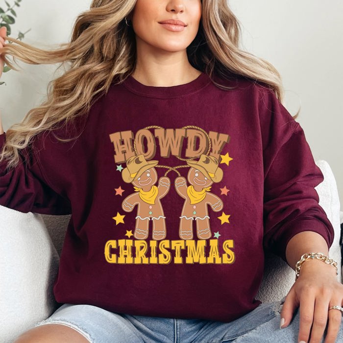 Howdy Christmas, Gingerbread Men, Western, Cowboy Sweatshirt
