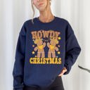 Medium Navy Howdy Christmas, Gingerbread Men, Western, Cowboy Sweatshirt