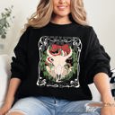 Small Black Howdy Christmas Skull Western Cowboy Festive Holiday Edition Graphic Cozy Sweatshirt