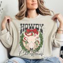 XXL Sand Howdy Christmas Skull Western Cowboy Festive Holiday Edition Graphic Cozy Sweatshirt