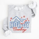 XXL Ash Light Gray Howdy Cowboy Neon Las Vegas Retro Western Country Icons Neon Nights Edition Sweatshirt