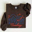 Large Dark Chocolate Howdy Cowboy Neon Las Vegas Retro Western Country Icons Neon Nights Edition Sweatshirt