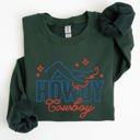 Large Forest Green Howdy Cowboy Neon Las Vegas Retro Western Country Icons Neon Nights Edition Sweatshirt