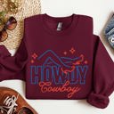 XXXL Maroon Howdy Cowboy Neon Las Vegas Retro Western Country Icons Neon Nights Edition Sweatshirt