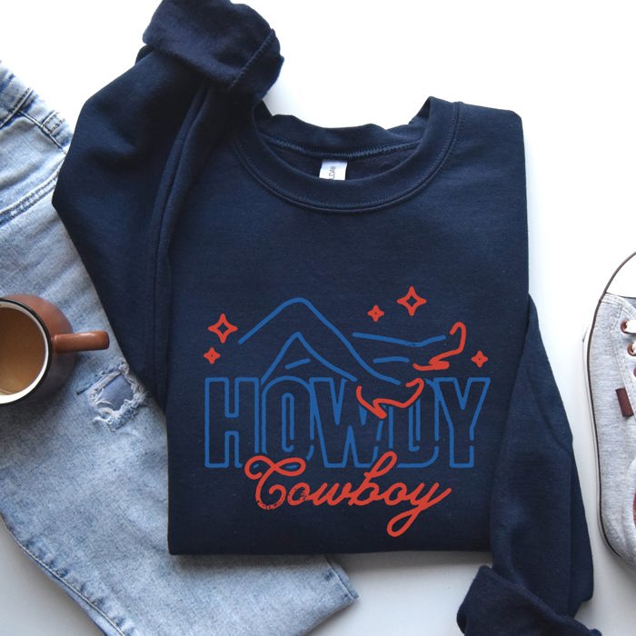 Howdy Cowboy Neon Las Vegas Retro Western Country Icons Neon Nights Edition Sweatshirt