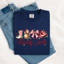  Howdy Santa Retro Country Western Ribbon Bows Christmas Xmas Vintage Holiday Cheer Comfort Colors Tee