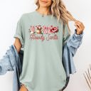 Medium Bay Light Sage Howdy Santa Retro Country Western Ribbon Bows Christmas Xmas Vintage Holiday Cheer Comfort Colors Tee