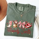 XXL Moss Dark Green Howdy Santa Retro Country Western Ribbon Bows Christmas Xmas Vintage Holiday Cheer Comfort Colors Tee