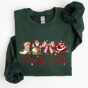 Medium Forest Green Howdy Santa Retro Country Western Cowboy Ribbon Bows Christmas Xmas Graphic Sweatshirt