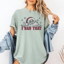 Medium Bay Light Sage I Saw That Christmas Santa Presents Funny Holiday Quote Graphic Comfort Colors Tee