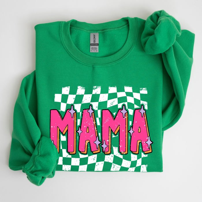 Mama, Checkered, Vibrant, Retro, Vintage Sweatshirt