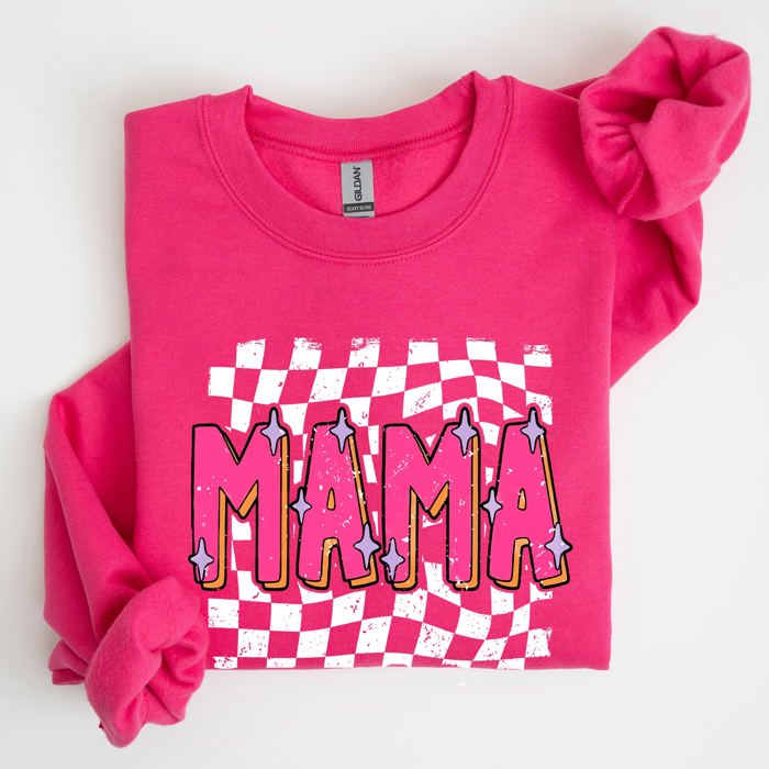 Mama, Checkered, Vibrant, Retro, Vintage Sweatshirt
