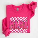 XL Heliconia Bright Pink Mama, Checkered, Vibrant, Retro, Vintage Sweatshirt