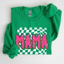 Small Irish Bright Green Mama, Checkered, Vibrant, Retro, Vintage Sweatshirt