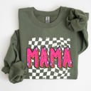 Medium Military Green Mama, Checkered, Vibrant, Retro, Vintage Sweatshirt