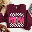 XL Maroon Mama, Checkered, Vibrant, Retro, Vintage Sweatshirt