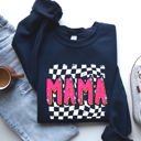 Medium Navy Mama, Checkered, Vibrant, Retro, Vintage Sweatshirt