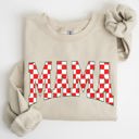  Mama, Christmas Checkered, Red, White, Santa, Varsity, Retro, Vintage Sweatshirt