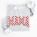 XL Ash Light Gray Mama, Christmas Checkered, Red, White, Santa, Varsity, Retro, Vintage Sweatshirt