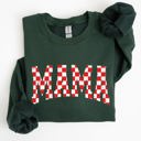 XXXL Forest Green Mama, Christmas Checkered, Red, White, Santa, Varsity, Retro, Vintage Sweatshirt