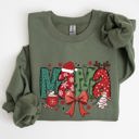 Medium Military Green Mama Christmas Fun Reindeer Hot Chocolate Cake Holiday Edition Cozy Festive Sweatshirt