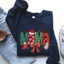 Medium Navy Mama Christmas Fun Reindeer Hot Chocolate Cake Holiday Edition Cozy Festive Sweatshirt