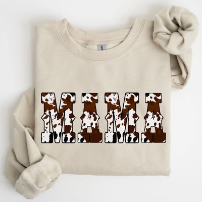 Mama Cow Print Western Country Varsity Retro Vintage Heritage Classic Sweatshirt