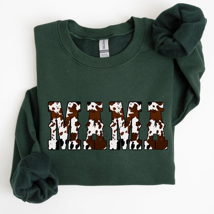 Mama Cow Print Western Country Varsity Retro Vintage Heritage Classic Sweatshirt