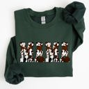 Medium Forest Green Mama Cow Print Western Country Varsity Retro Vintage Heritage Classic Sweatshirt