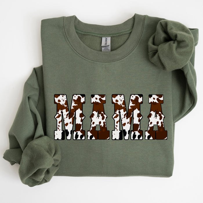Mama Cow Print Western Country Varsity Retro Vintage Heritage Classic Sweatshirt