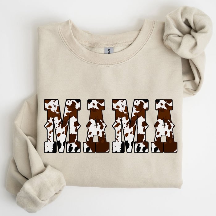 Mama Cow Print Western Country Varsity Retro Vintage Heritage Classic Sweatshirt