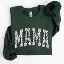 Small Forest Green Mama Dalmatian Print Varsity Retro Vintage Bold Graphic Statement Cozy Everyday Wear Sweatshirt